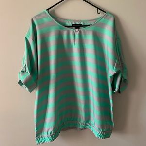 Teal/Grey Striped Banana Republic Blouse